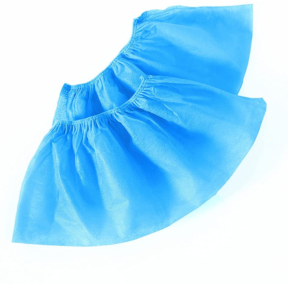 Cubrezapatos de plástico azul desechable para lluvia